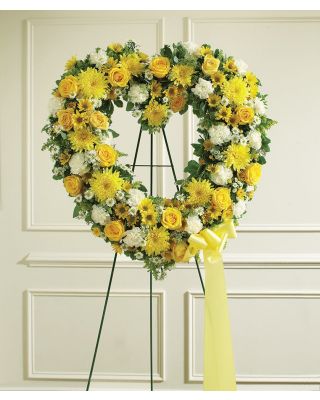 Always Remember Floral Heart Tribute - Yellow 