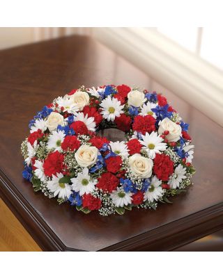 Cremation Wreath - Red, White and Blue 