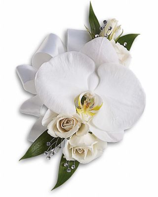 White Orchid and Rose Corsage 