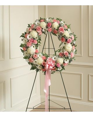Serene Blessings Pink & White Standing Wreath 