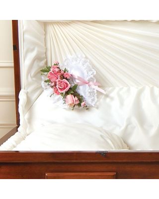 Pink Satin Heart Casket Pillow 