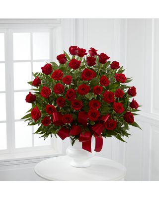 Tribute Red Floor Basket Arrangement With Roses 