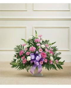 Tribute Lavender & White Floor Basket Arrangement 
