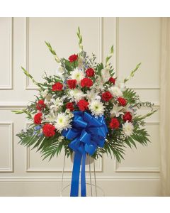 Red White And Blue Sympathy Standing Basket 