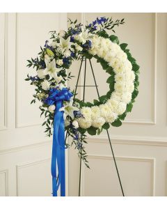 Serene Blessings Blue & White Standing Wreath 