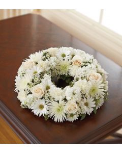 Cremation Wreath - All White 