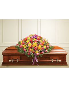 Bright Mixed Flower Full Casket Cover 
